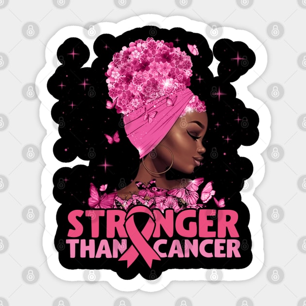 Black Women Queen Stronger Than Breast Cancer Pink Ribbon Sticker by Charaf Eddine